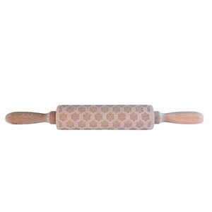 Rolling Pin Wooden Embossed Cookie Holiday Baking Snowflake Christmas FAMILY